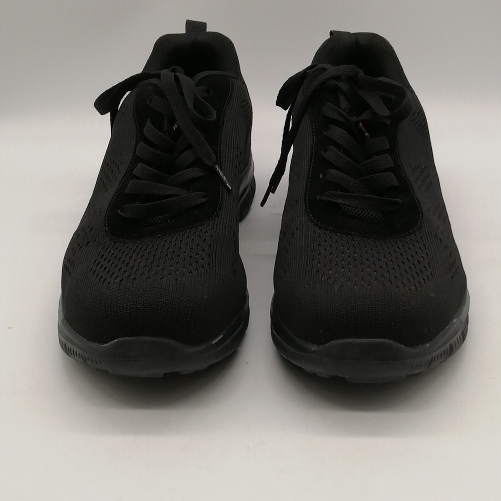 Dykhmily Shoes Mens Lace Up Sneaker Black Flat Heel Round Toe 12